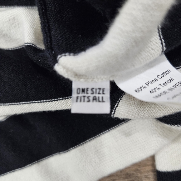 PLANET Black White Striped Boxy Knit Top One Size Minimalist Chic - Picture 7 of 13